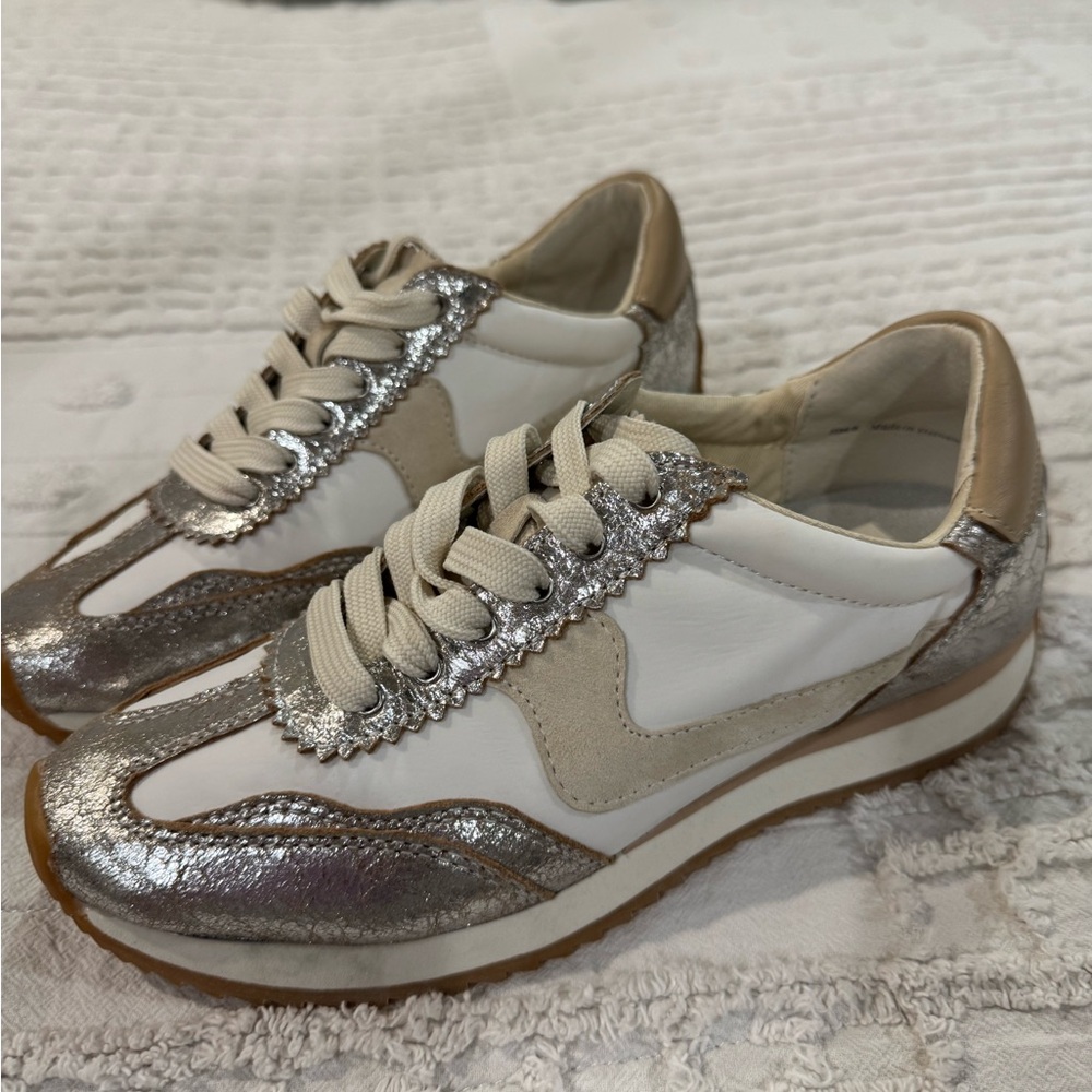 DV by Dolce Vita Silver and Cream Sneakers